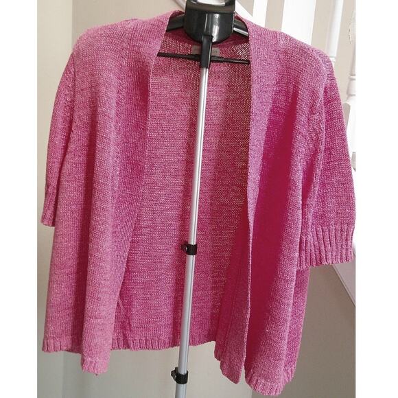 Appleseed's Woman Short Sleeve Pink Cardigan Women's 2x Pink - Picture 1 of 8